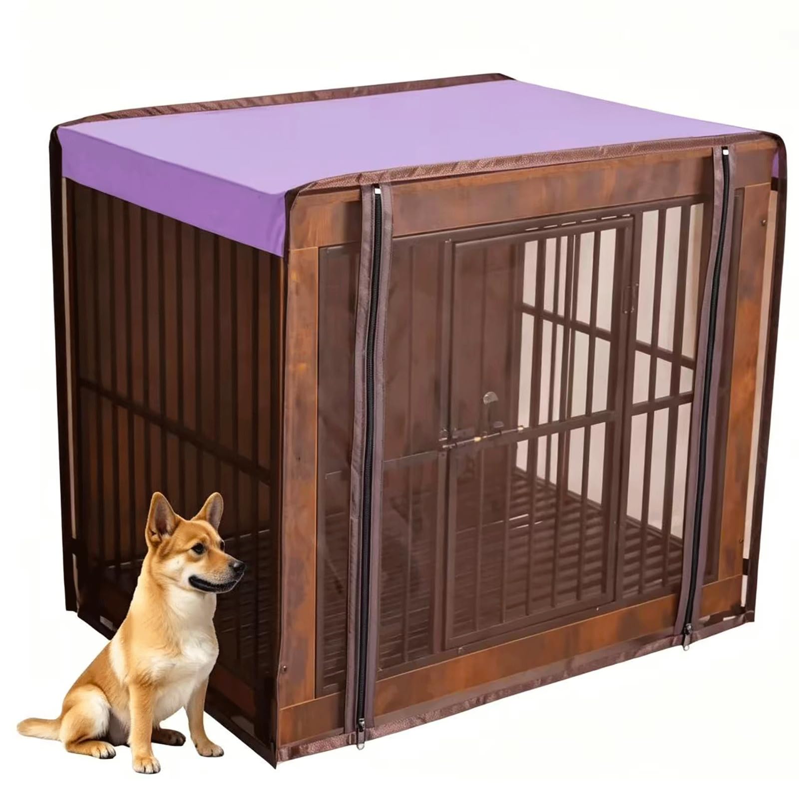 Housse de cage pour chien en maille respirante marron moustiquaire 30x19x21
