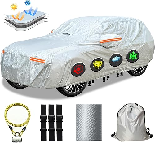 Miniatura 1 de OWEEIO Funda gruesa para automóvil impermeable para todo tipo de clima, cubierta exterior completa, cubierta universal para automóvil para