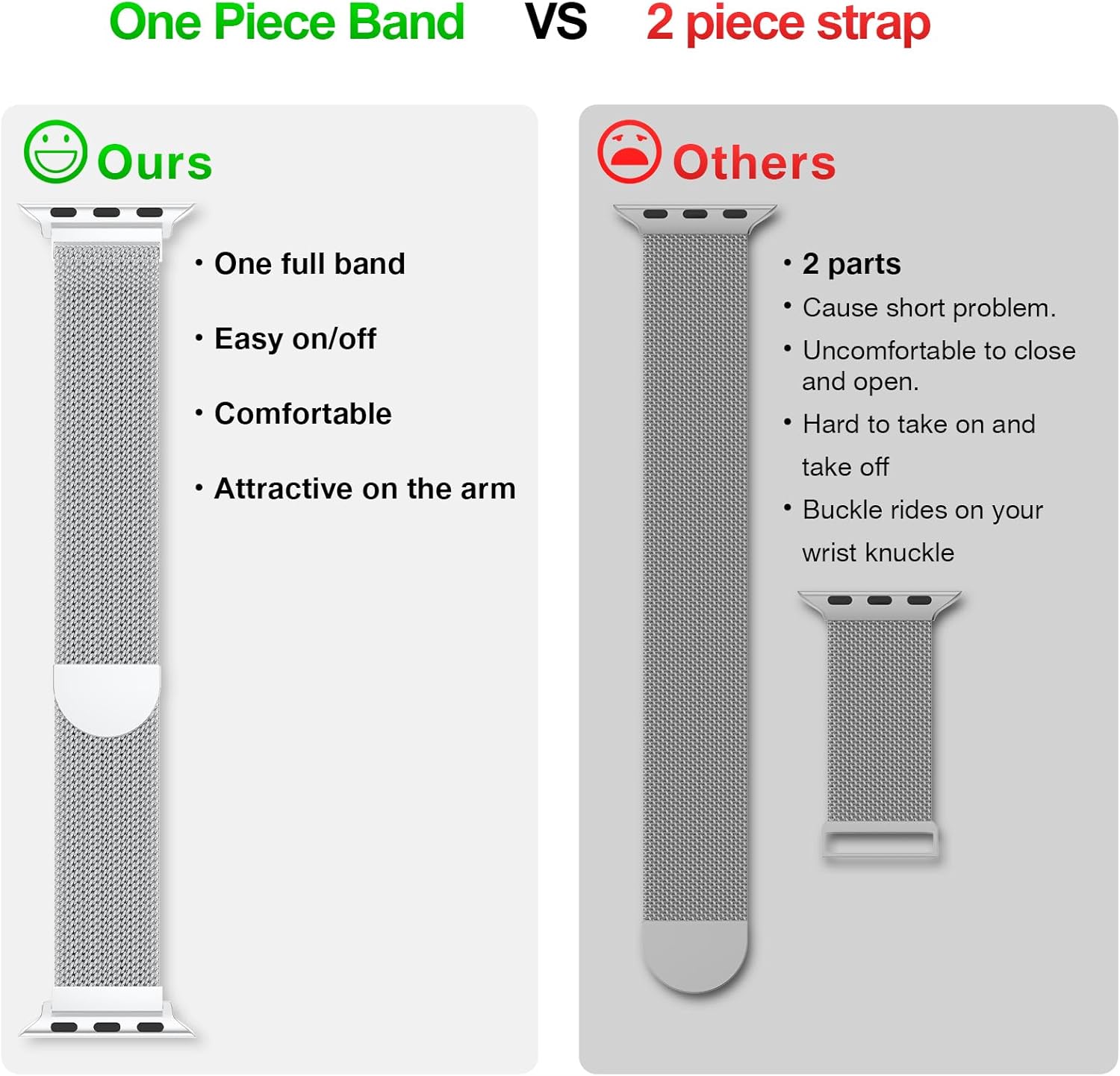 BELONGME Mesh Metal Loop Compatible with Apple Watch Band 42mm 44mm 45mm 46mm 49mm Series 11 10 9 8 7 6 5 4 SE 3 2 1 Ultra 3 2 1 Women Men, Stainless Steel Strap with Magnetic Clasp for iWatch Bands - Image 2