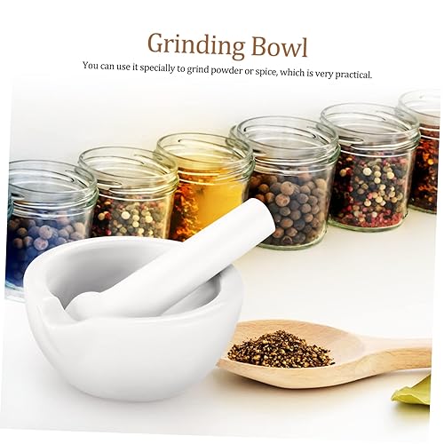 Miniatura 3 de Herramientas de cerámica 2 juegos de molienda juego de tazón molcajete mexicano mortero y mortero condimentos piedra molinillo porcelana pimienta