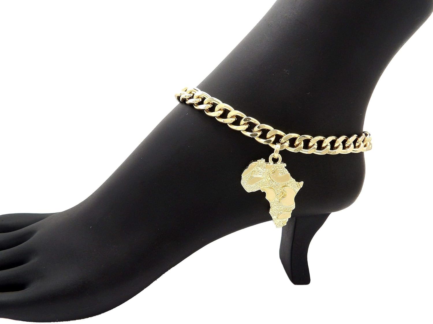 NYFASHION101 レディース 9mm 9.5インチ キューバチェーン アンクルチャーム ブレスレット アンクレット, 9 5