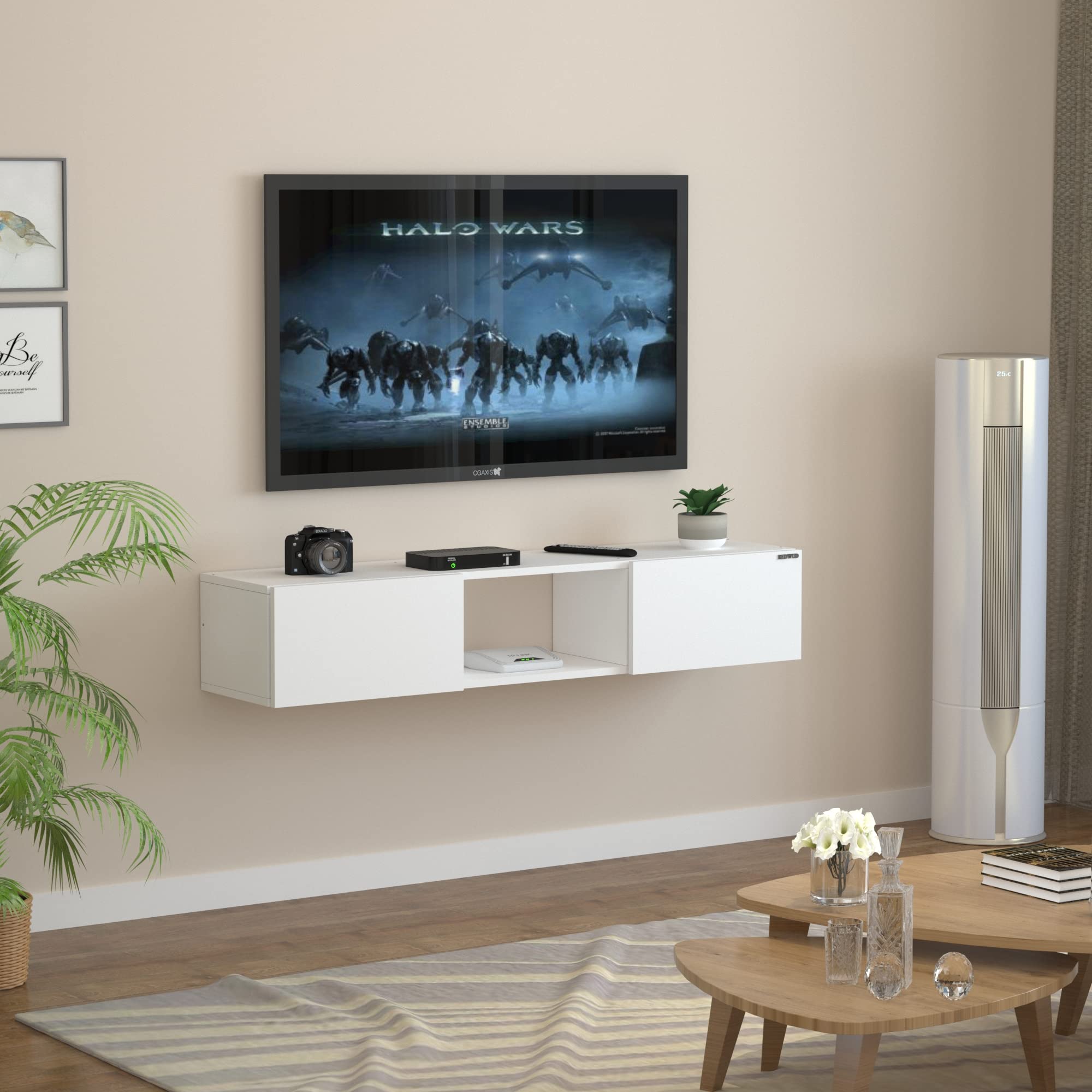 Redwud Darcy Engineered Wooden TV Entertainment Unit/TV Wall Unit/TV Stand/TV Cabinet/TV Unit for Living Room (White) Matte Finish - Ideal for Upto 60" (D.I.Y)-image-6