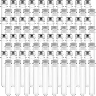80 Pack 25x140mm Clear Plastic Test Tubes, 40 ml Plastic Test Tubes with Screw Caps, Science Party Test Tubes, Transparent Plastic Test Tubes Gumball Candy Tubes