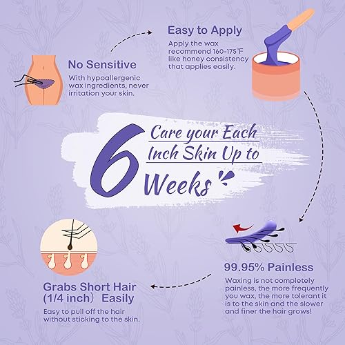 Miniatura 29 de Ajoura - Cuentas de cera, granos de cera dura de 1 libra para depilación de piel sensible para cuerpo completo, bikini, cara, cejas, espalda, pecho