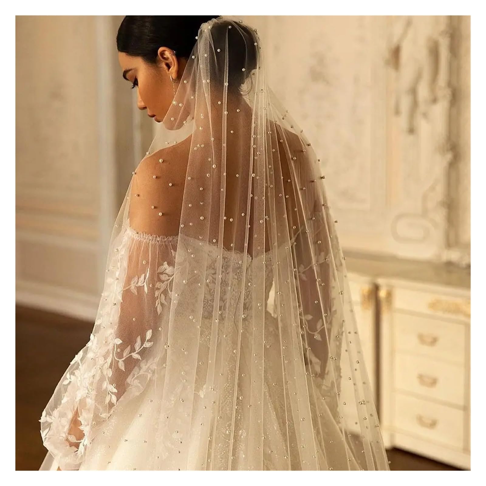 Voile De Mariée 1 Niveau – Longueur 250cm Avec Peigne – Doux Perlés – Accessoire Mariage Élégant