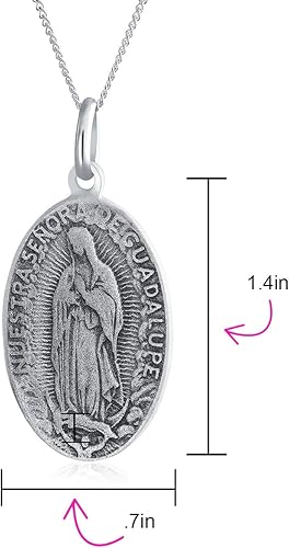 Miniatura 4 de Medalla religiosa ovalada cristiana tradicional Nuestra Señora de Guadalupe Católica Virgen María Collar con colgante CZ Halo Collar para mujer
