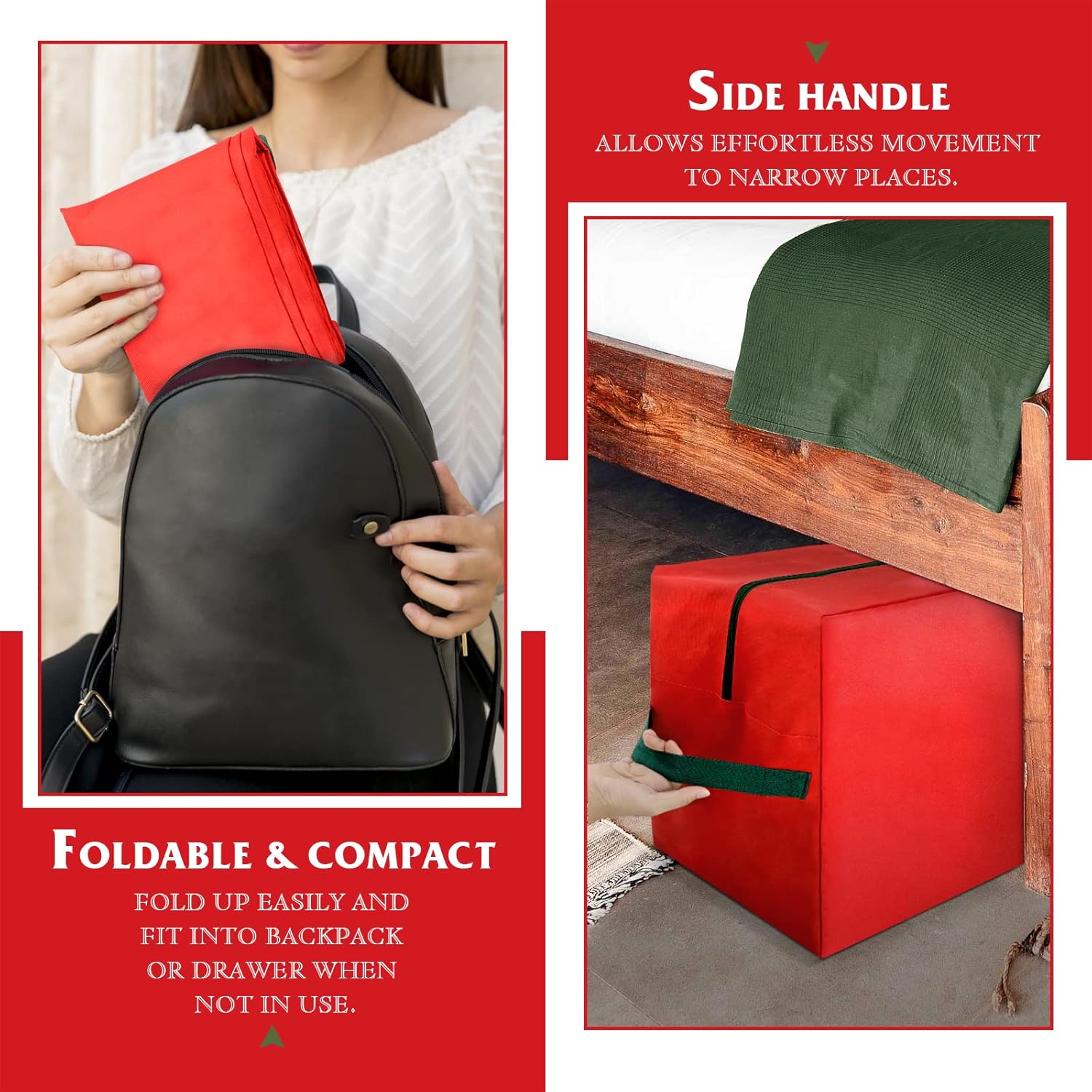 Christmas Tree Storage Bag, 7.5ft Artificial Xmas Tree Storage Box, Waterproof Oxford Material with Durable Handles & Zipper, Protects from Moisture & Dust (Red)