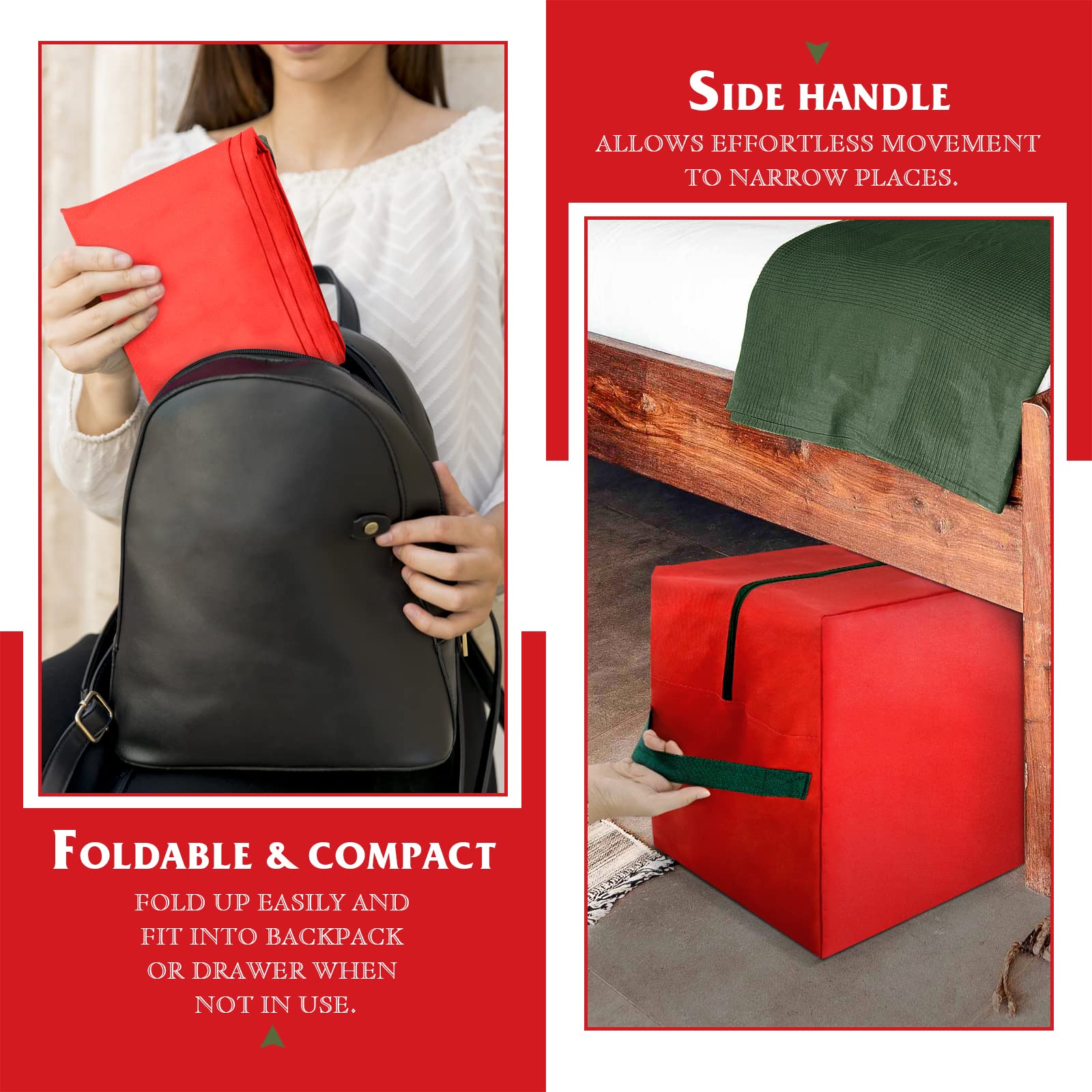 Christmas Tree Storage Bag, 7.5ft Artificial Christmas Tree Storage Box, Waterproof Xmas Tree Storage Tote, 600D Oxford Material with Durable Handles & Zipper, Protects from Moisture & Dust (Red)