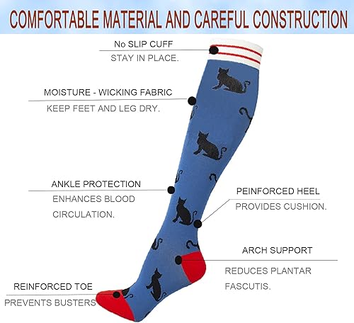Miniatura 5 de 4 Pairs Compression Socks for Women & Men, Support Compression Sock 20-30 mmHg for Nurses, Pregnancy, Flying, Running,Travel