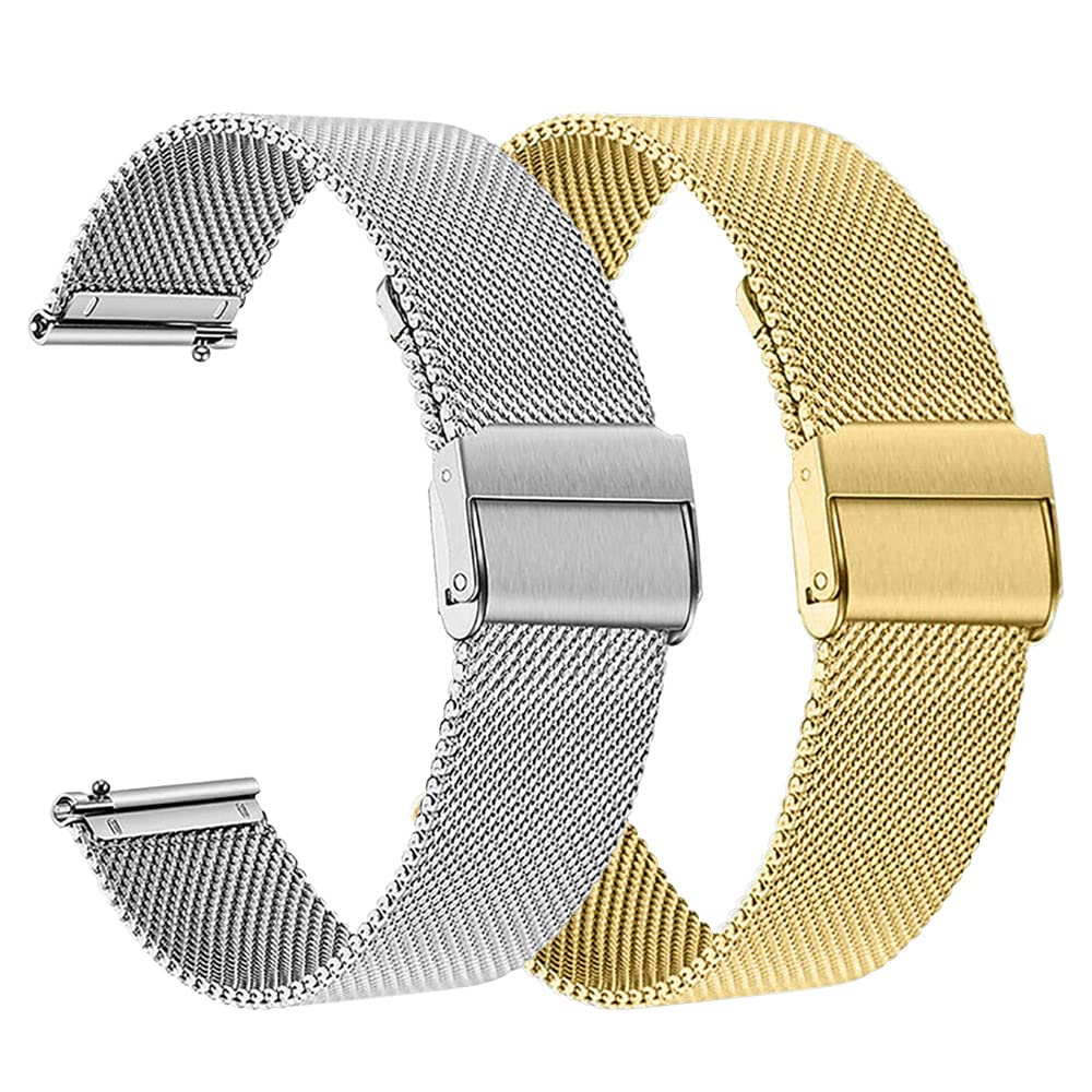 Metal Watch Strap Compatible with Fitpolo/Aeac AR-01, Watch Straps for Fitpolo/Aeac Smartwatch Women's Round 1.32 Inch Smartwatch Accessories, Mittelgroße, Stainless Steel, No Gemstone