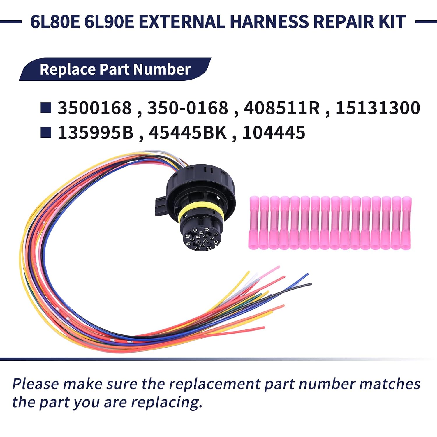 External Harness Repair Kit 1292813 350-0168 Compatible with Chevy GMC 6L80E 6L90E Transmission 6R60 6R80 6R75 Automatic Transmission Wiring Plug in Connector TCM T43 Harness Pigtail Repair