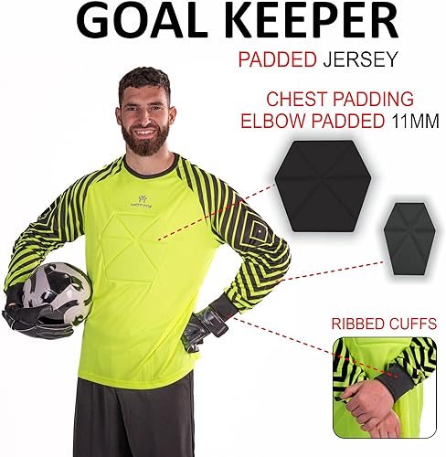 Miniatura 7 de Camiseta de portero acolchada en el pecho para adultosniños, codo de fútbol acolchado para jóvenesadultos, tallas de manga larga
