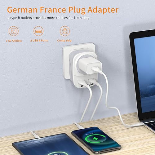 Miniatura 6 de (dos paquetes en una caja) Adaptador de enchufe de viaje del Reino Unido, adaptador de enchufe de alimentación tipo G con 2 puertos USB para EE. UU.