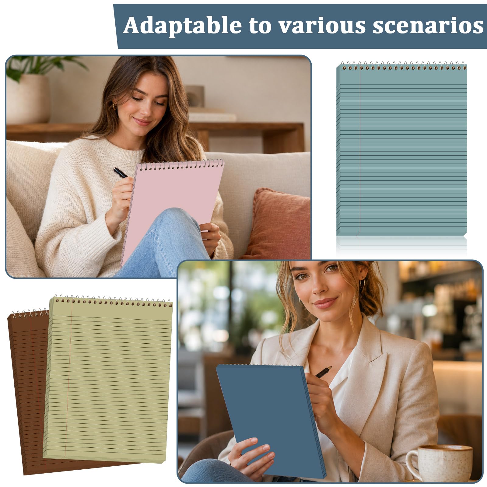 gisgfim 6 Pcs Boho Top Bound Spiral Notebooks 8-1/2" x 11" College Ruled Aesthetic Legal Pad Steno Pads Paper Notebook Wirebound Notepad for Writing School Office Business Supplies