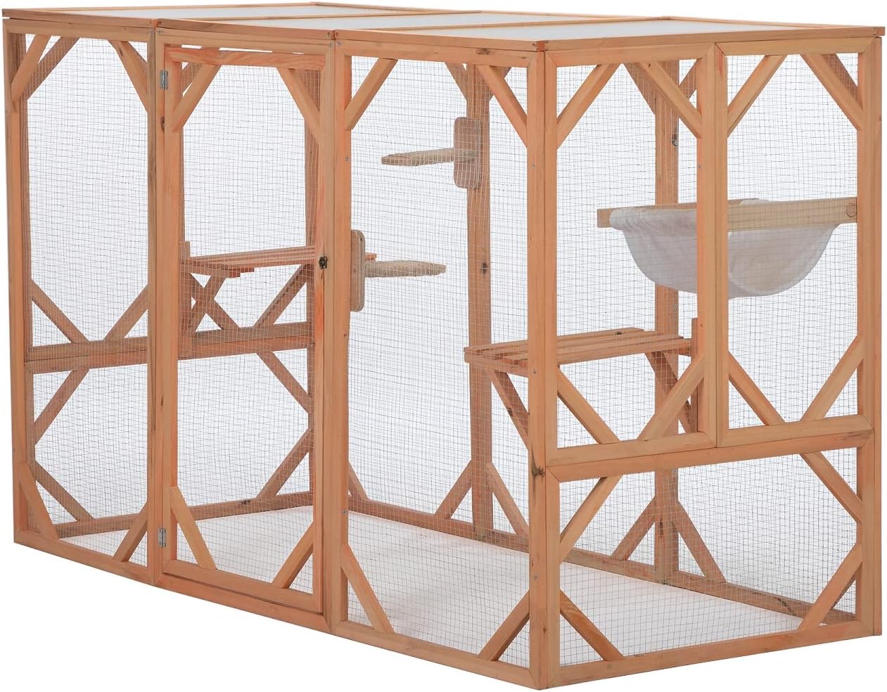 IchbinGo Large Cat House Outdoor Cat Enclosures, Wooden