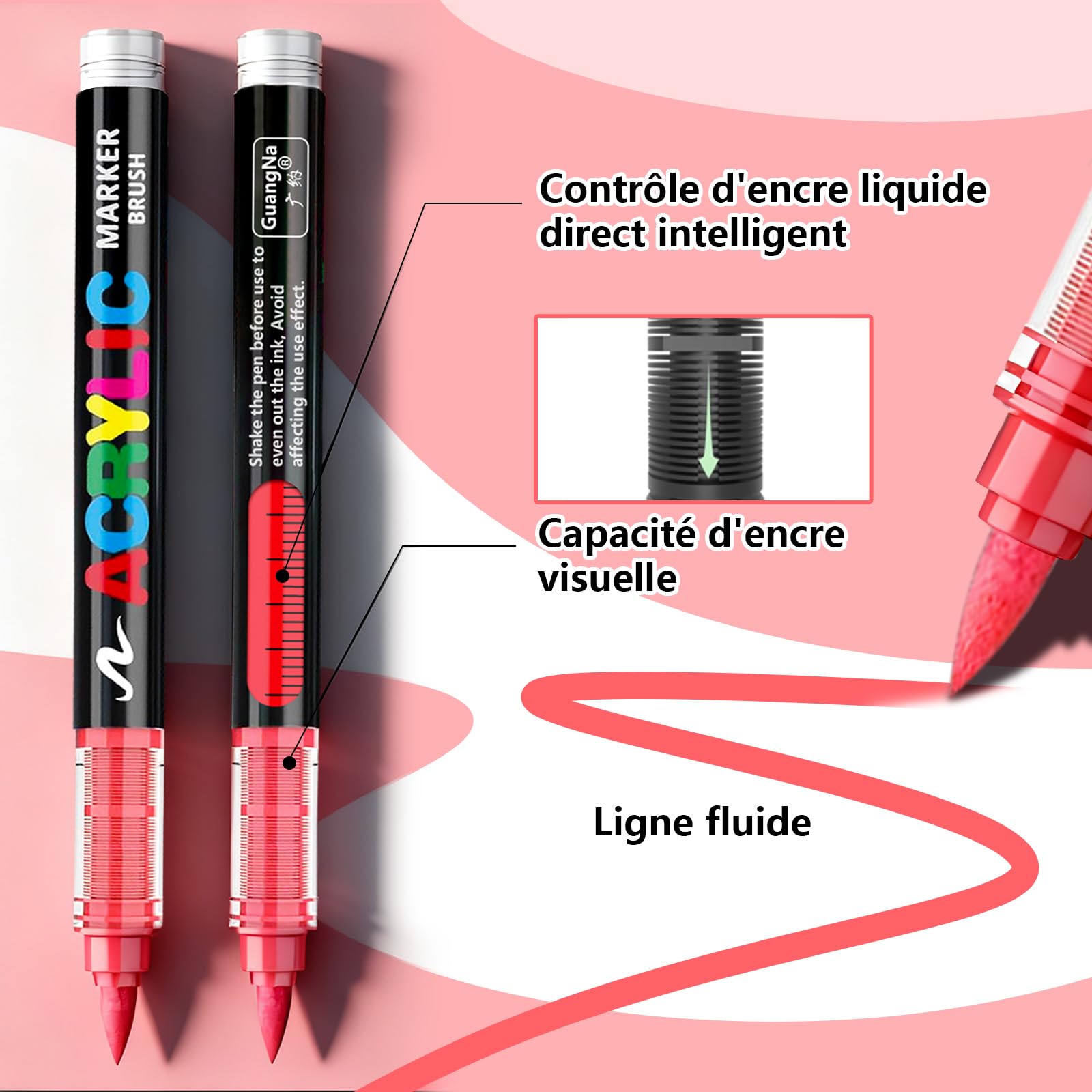VAKKI Pennarelli Acrilici, 288 Colori Pennarelli Acrilici Acrylic Marker Brush pen per Dipingere Sassi, Tessuti, Metallo, Vetro, Legno, Tela, Ceramica, Plastic, pennarelli per colorare adulti