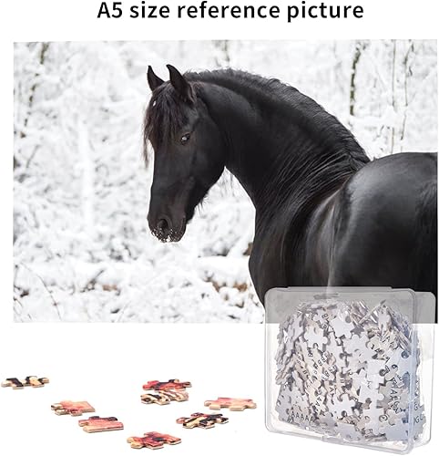 Miniatura 7 de El rompecabezas de caballo deportivo Friesian negro es adecuado para adultos y niños rompecabezas de 1000 piezas