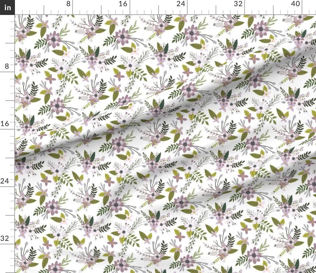 Spoonflower Fabric - Lavender Sprigs Blooms Floral Flowers Purple Printed on Petal Signature Cotton Fabric by The Yard - Sewing Quilting Apparel Crafts Decor