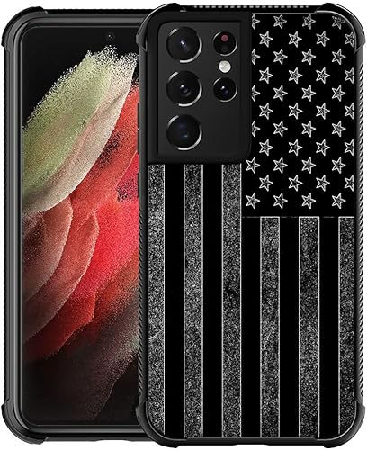 ZHEGAILIAN Funda compatible con Samsung Galaxy S23 Ultra, diseño gráfico de bandera estadounidense en blanco y negro, acrílico, a prueba de golpes,