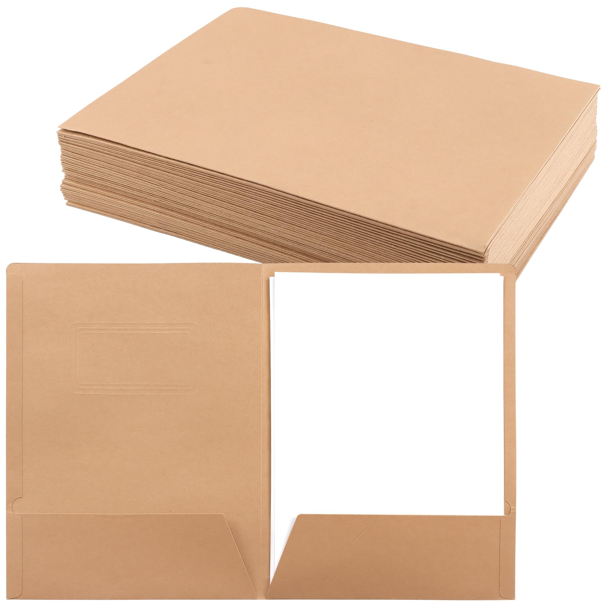 SEUNMUK 30 Pack A4 Kraft Paper File Folders with Dual Card Slot