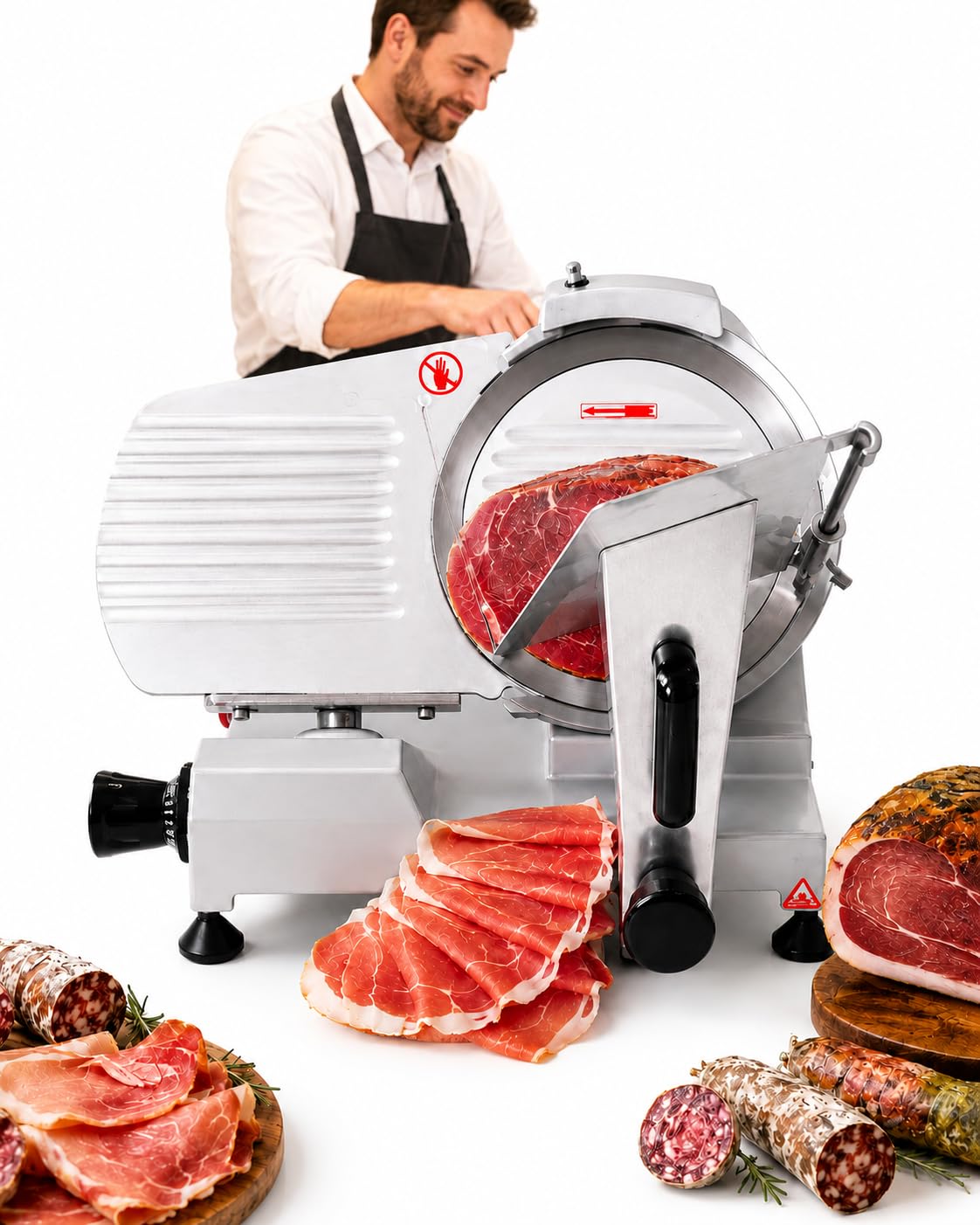Cortadora De Carne Eléctrica 220mm, Grosor Ajustable 0-12mm