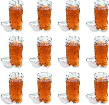 Fun Express Fun Express Plastic Mini Boot Glasses, Bachelorette Party, Cowbow and Cowgirl Birthday Supplies, 12 Pieces