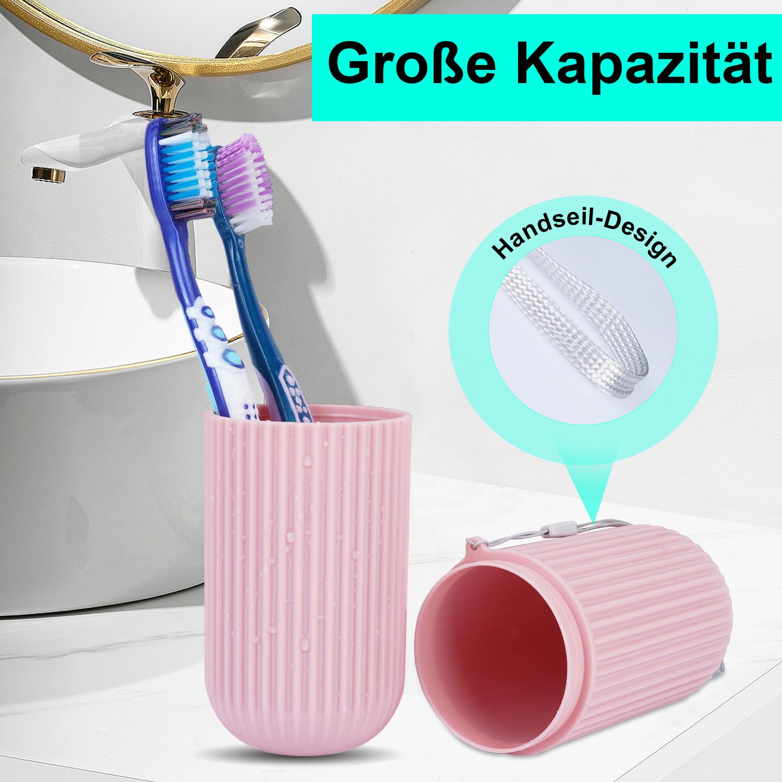 UCEC Astuccio per spazzolino da denti realizzato in materiale PP alimentare di alta qualità, ecologico e durevole., 4: rosa&verde&grigio&bianco + 5, 19.56 cm x 6 cm, Semplice