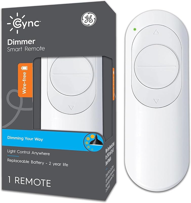 GE CYNC Bluetooth Enabled, Battery Powered Dimmer Remote | For Cync Smart Plug, Smart Light Bulbs and Switch, Single-Touch Control Anywhere in Your Home