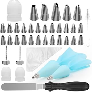 TopHomer 58 Pcs Cake Decorating Supplies Kit for Beginner with Multi-Shape Decorative Mouth for Cake Puff Cookie Baking Tool