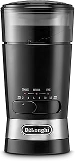De'Longhi Electric Coffee & Spices Grinder Mill With Stainless Steel Blade , & 3 Grinding Level Settings , 12 Cups Capacity , KG210 , Black