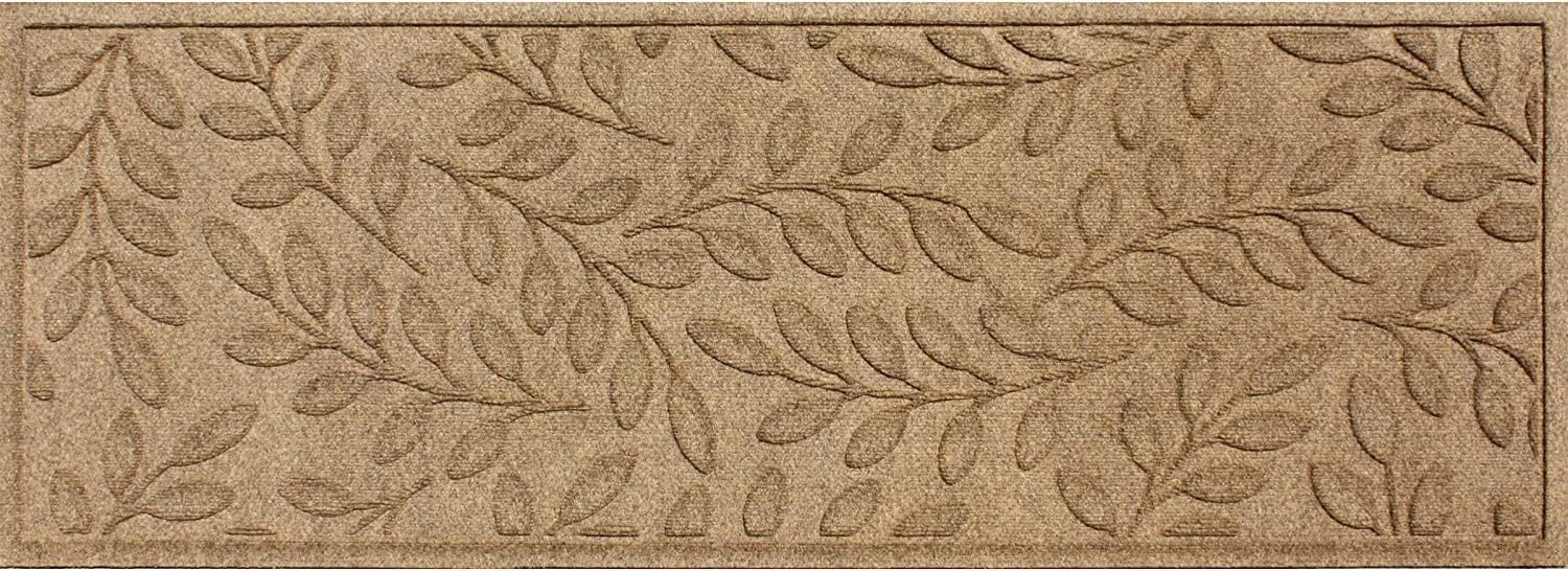 WaterHog Welcome Mat for Indoor/Outdoor, 2’ x 5’, Made in USA, Durable & Water-Resistant, Dirt Trapping Mat, Decorative Front Door and Entryway Rug, Brittney Leaf Design, Camel