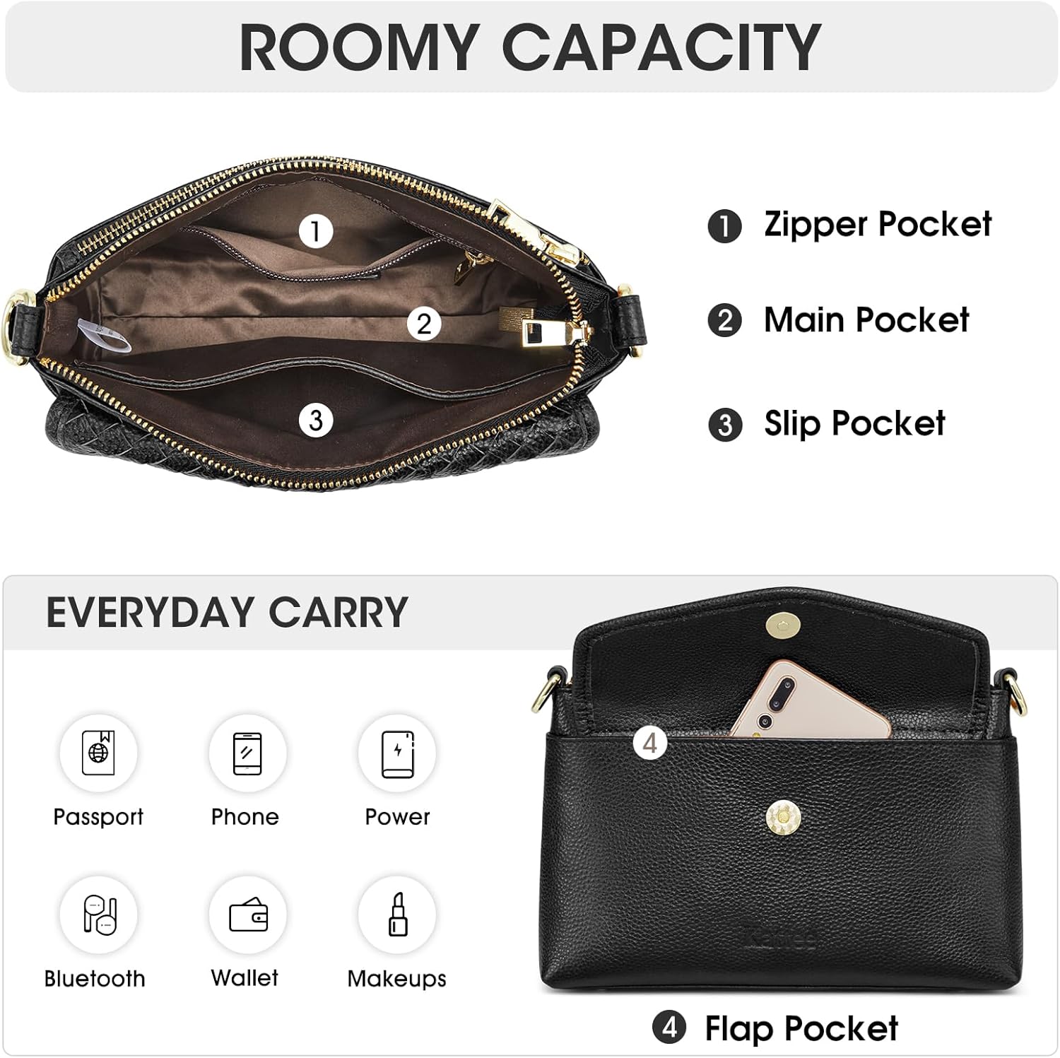 Kattee Small Leather Purses and Handbags for Women, Soft Crossbody Bags for Women, Shoulder Cross Body Bag - Image 6