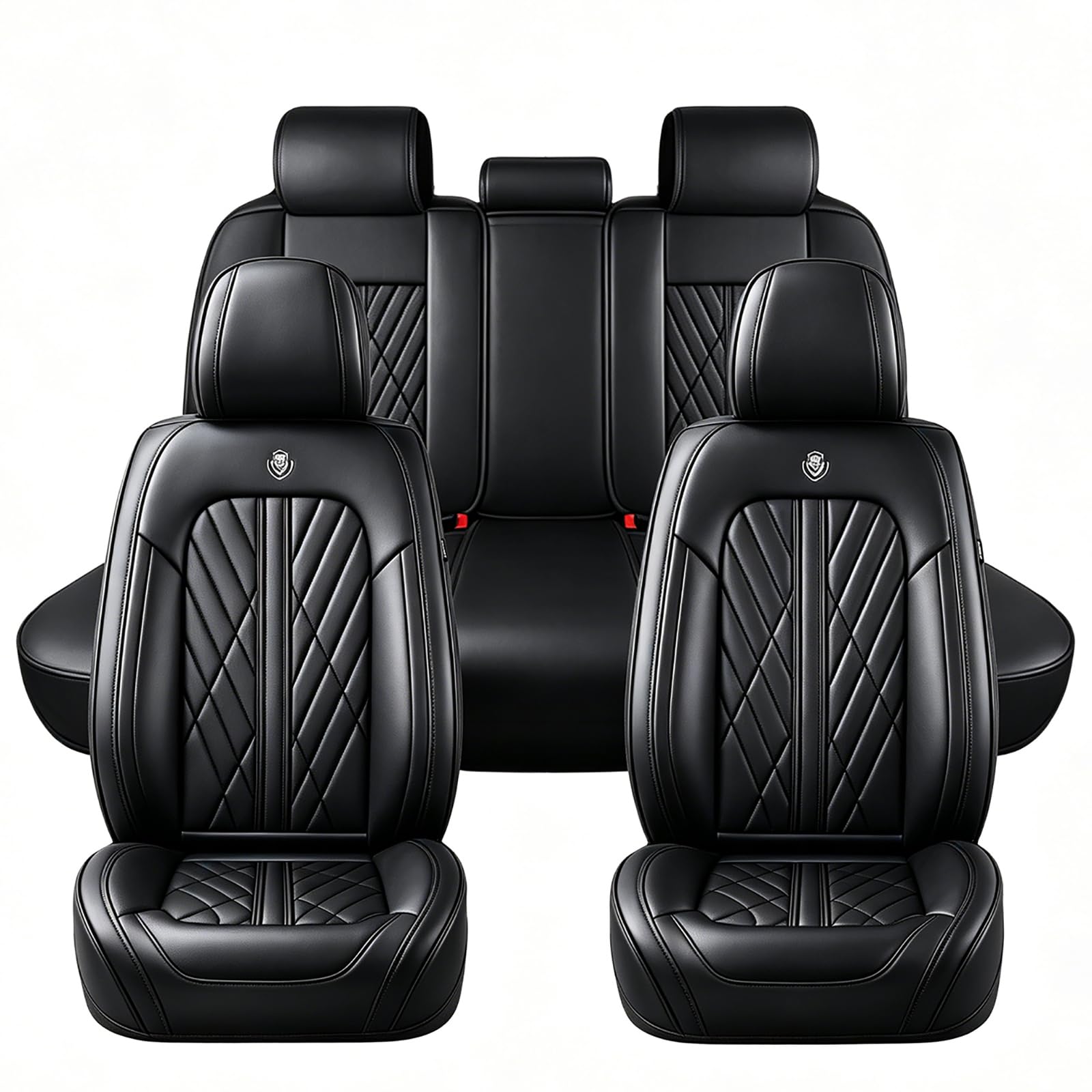 GSYDMHLKP Car Seat Covers, For Polo Type AW 6C 6R 9N3 9N 6N2 6N 86C 2F 86 Faux Leather Full Set Front Rear Bench Vehicle Protector Cushion Airbag Compatible Waterproof,B