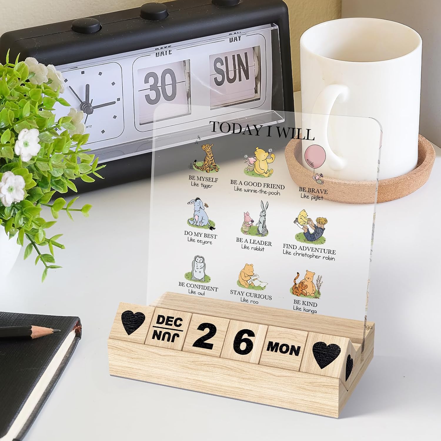 Winnie Inspirational Gifts - Pooh Motivational Desk Decor Block Calendar