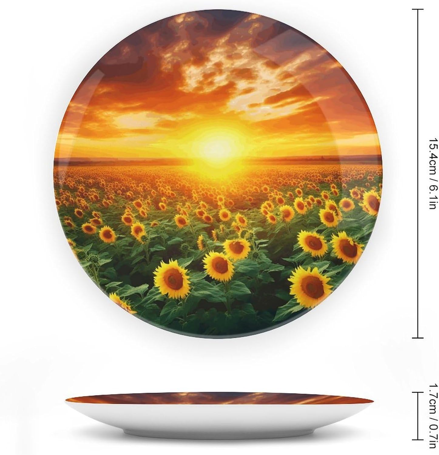 Sunflower Field Bone China Decorative Plate with Stand 6inch image 2