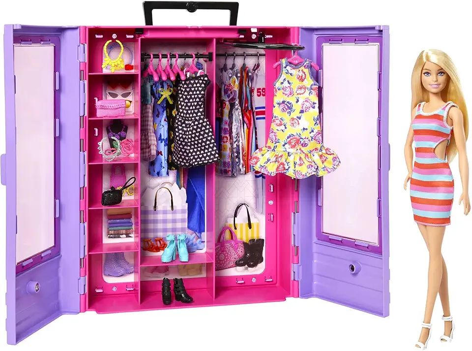 Barbie Fashion & Beauty Conjunto de Brinquedo Novo Armário de Luxo com Boneca para crianças a partir de 3 anos