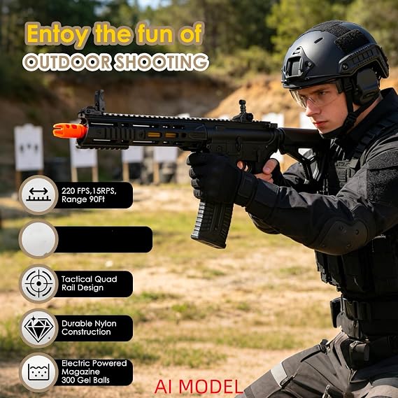 Gel Toy 130 Ft,Electric Full Auto Outdoor Games,Ages 14+ Years Large Black