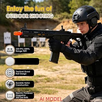 Gel Toy 130 Ft,Electric Full Auto Outdoor Games,Ages 14+ Years Large Black