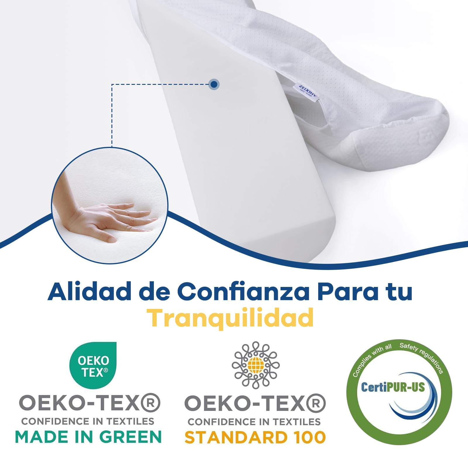 Barrera de Cama Infantil de Espuma Semicircular, Protector de Cama con Funda Extraíble y Lavable, Antideslizante para Camas Individual, Matrimonio, Queen y King, 132 × 18 × 12 cm, Pack de 2