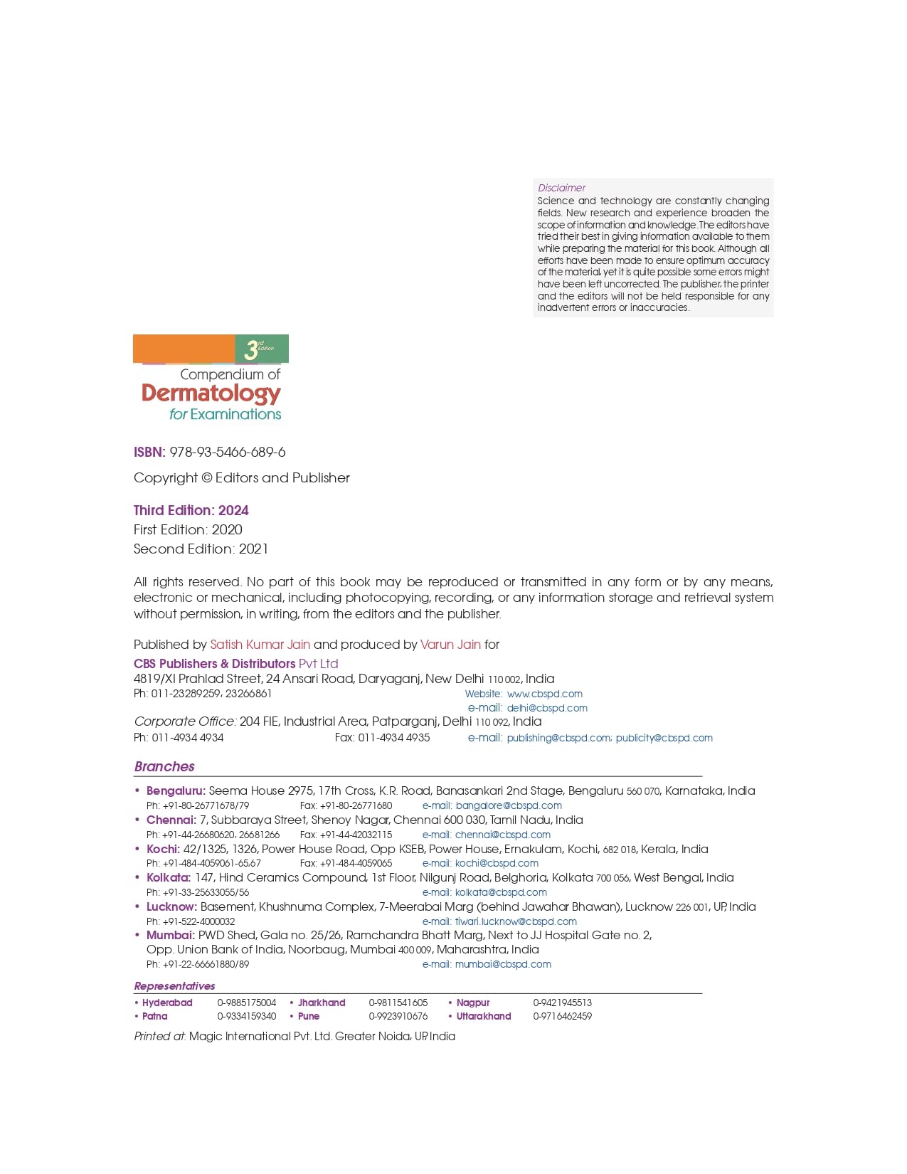 Compendium Of Dermatology For Examinations 3Ed (Pb 2024) 3