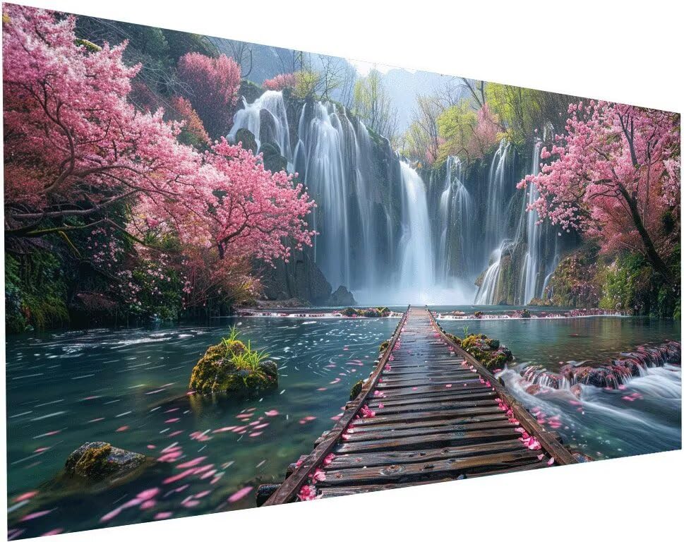 Broderie Diamant Kit Complet 60x120 cm : Diamond Painting Paysage Automne S-414