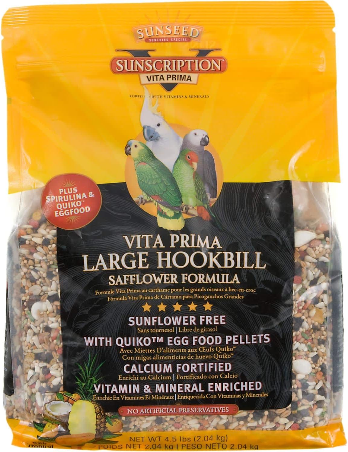 Sun Seed Company Bss49060 6-Pack Vita Prima Daily Diet Large Hookbill Food, 4.5-Pound