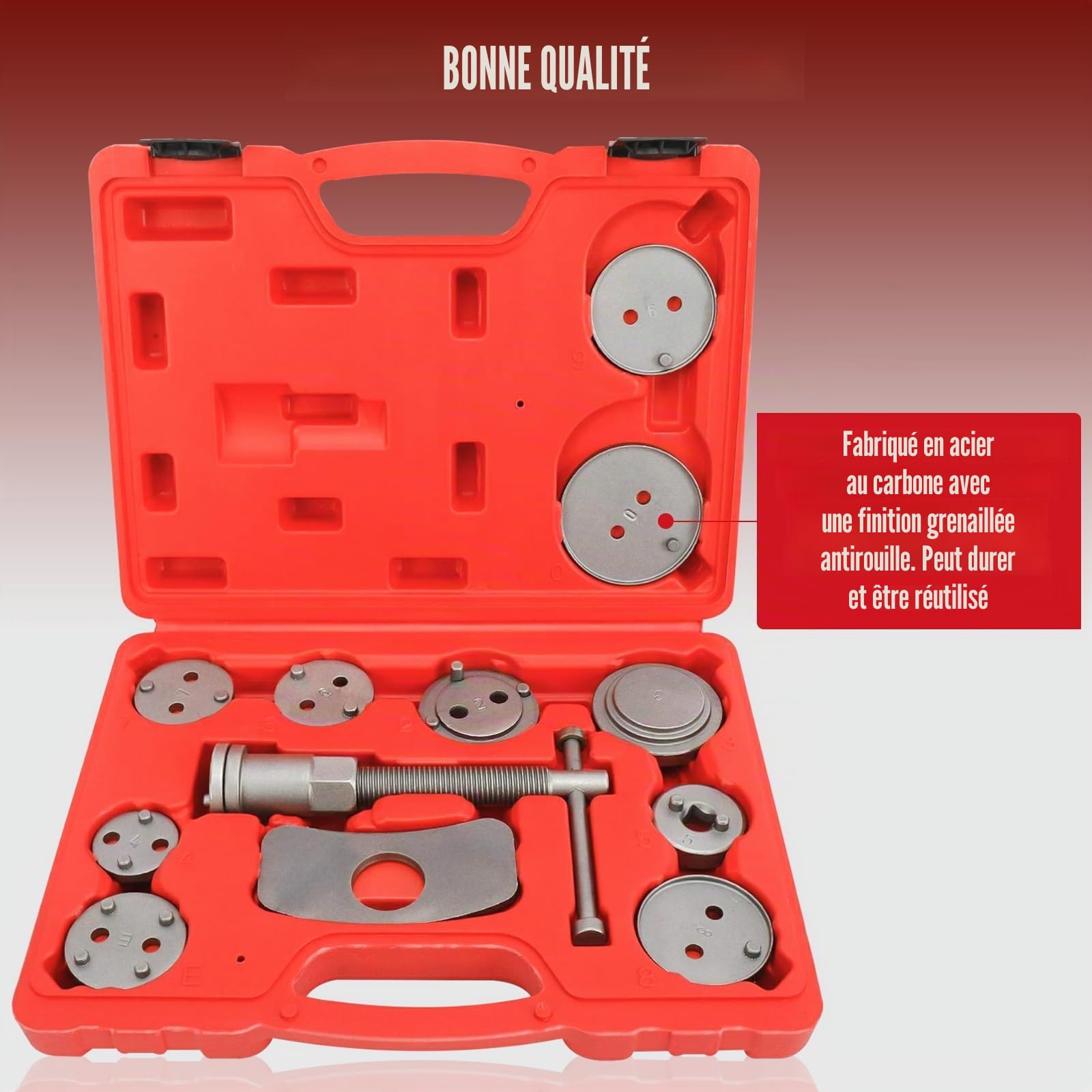 BOOMSTART Jeu de 12 pièces de remise en position de pistons de frein universel, kit d'outil de remise en position de frein universel
