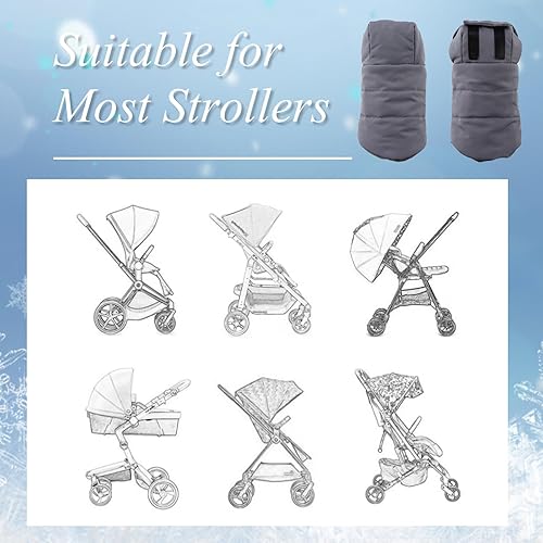 Miniatura 22 de Zsedrut Guantes universales para cochecito de invierno, anticongelante, repelentes al agua, calentador de manos, forro polar, accesorios para Verde