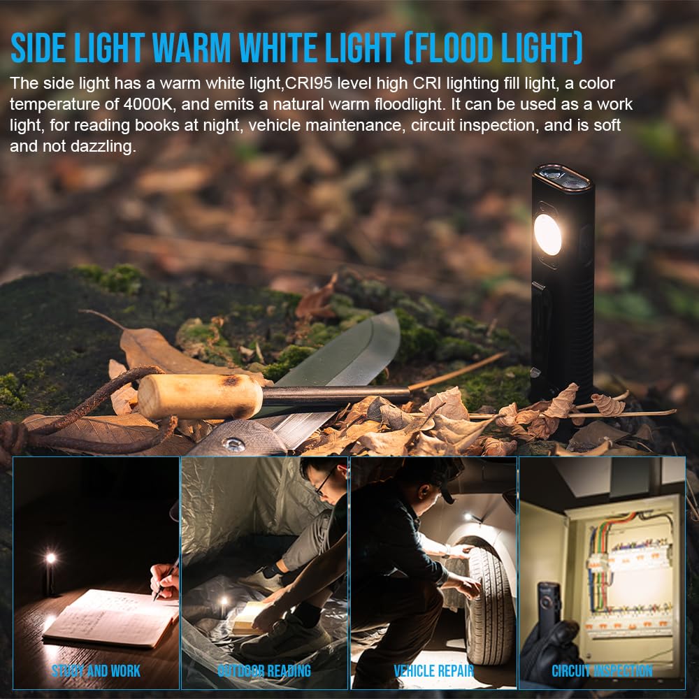 TrustFire Mini X3 Linterna EDC Recargable Con Luz Blanca, Foco, UV y Verde, 1050 Lúmenes, LED, 4 Fuentes de Luz, Para Aire Libre, Trabajo y Emergencias
