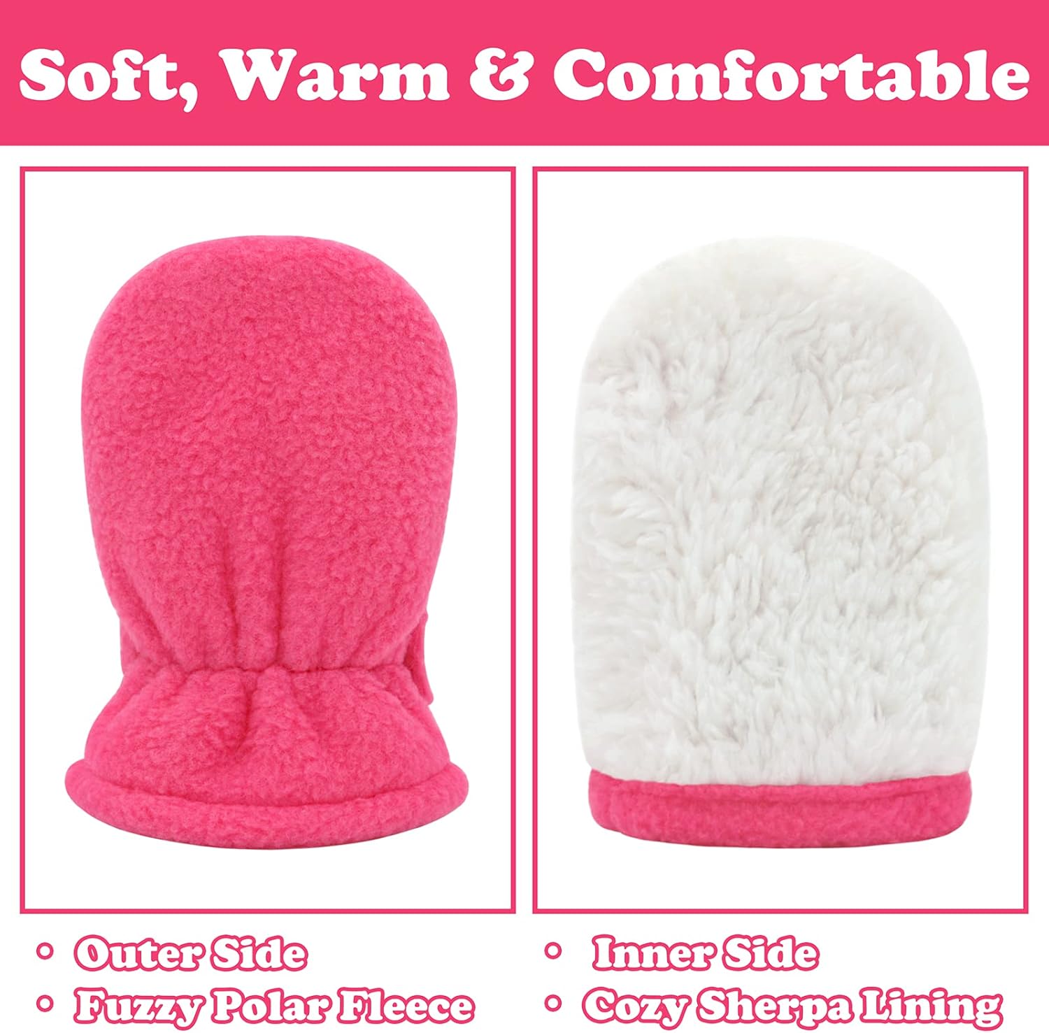 Sarfel Baby Mittens Toddler Gloves Kids Winter Gloves Baby Girl Boy Winter Mittens Infant Mittens 2 Pair Pack - Image 2