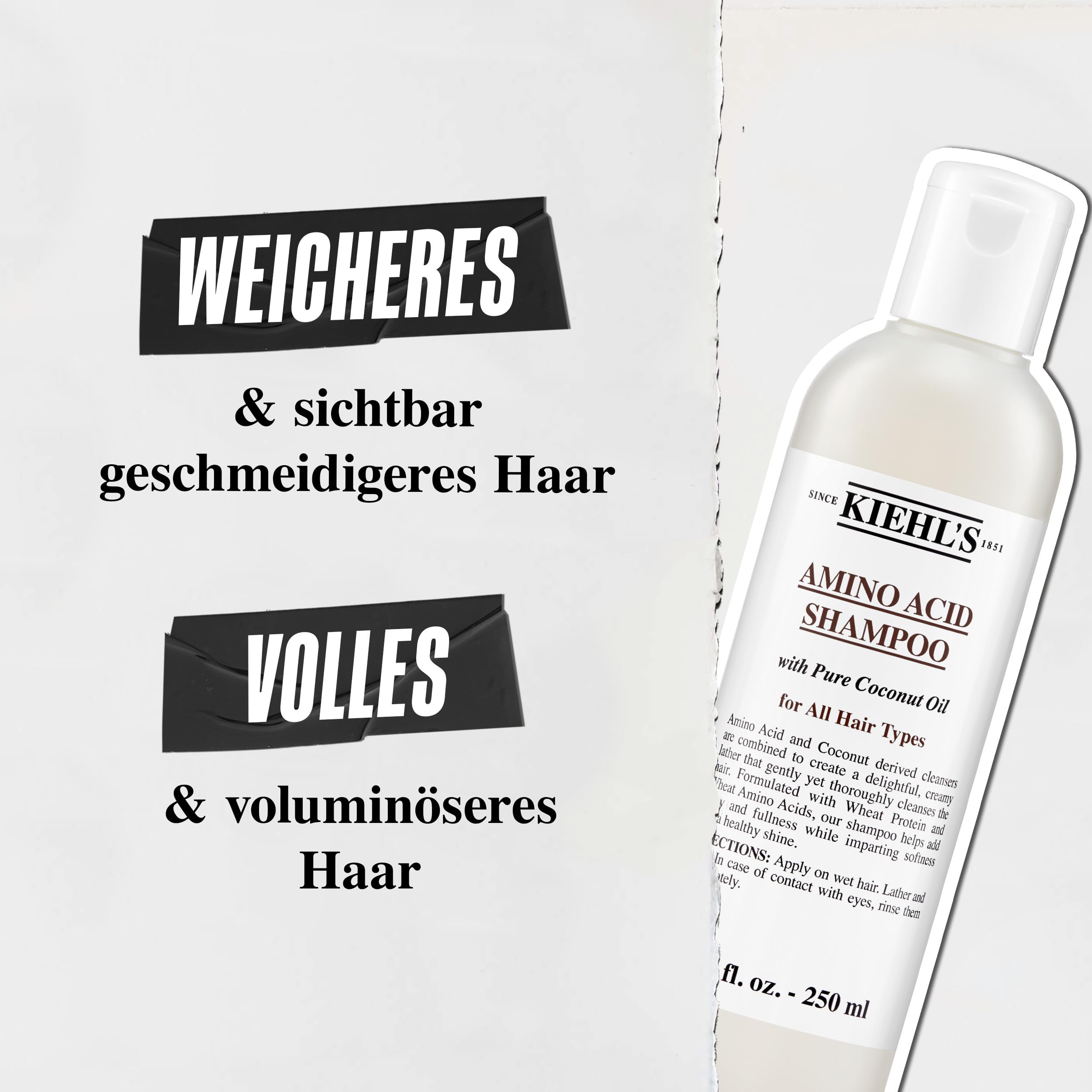 KIEHL'S Amino Acid Shampoo, 1 l Nachfüllpackung, feuchtigkeitsspendendes Volumen-Haarshampoo mit Aminosäuren, für weiche glänzende Haare