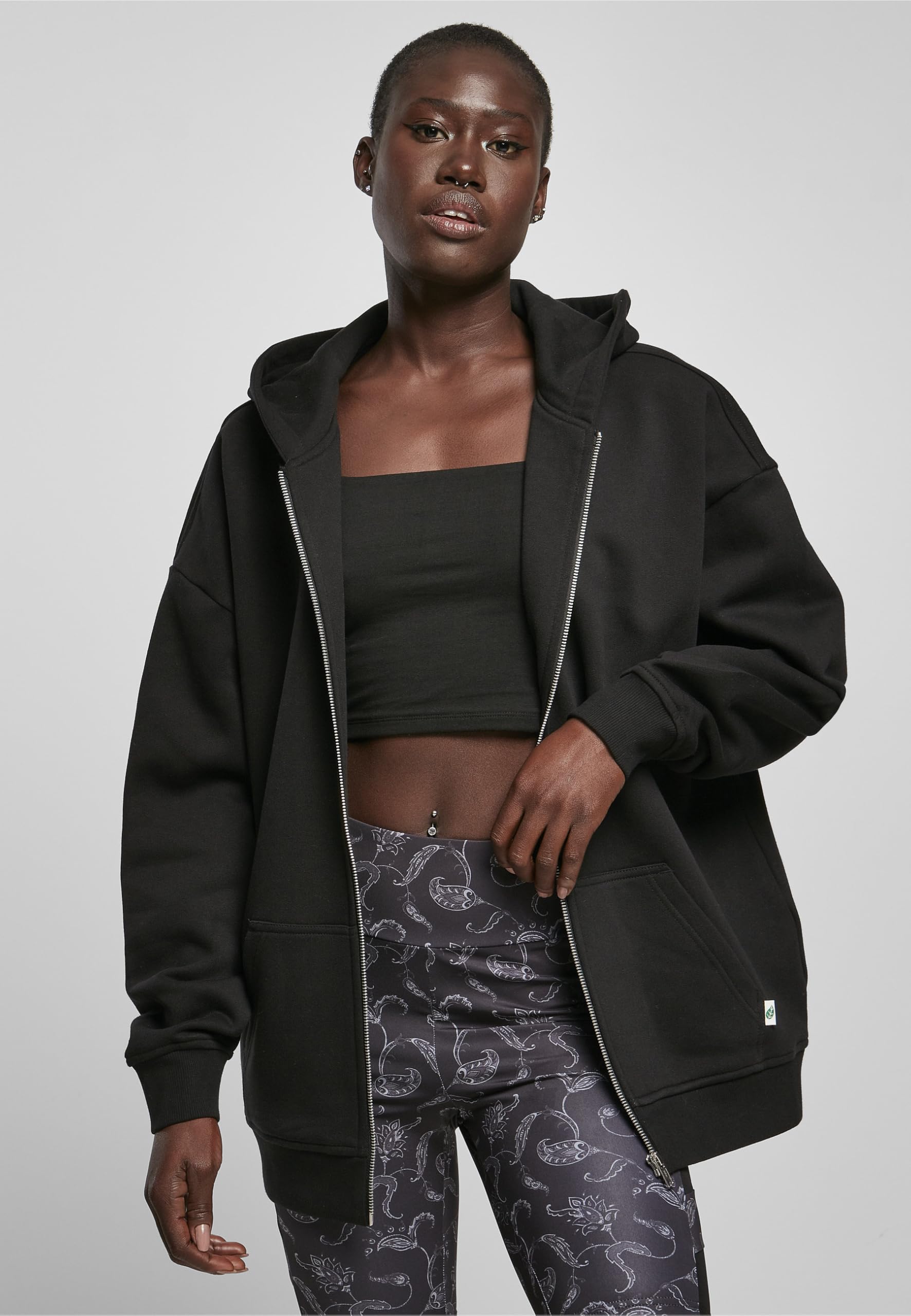 Urban Classics sweter kardigan Kobiety Damska Bluza Z Kapturem Oversize Z Zamkiem Błyskawicznym