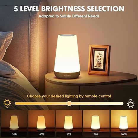 Auxmir Night Light, Dimmable Touch Lamp for Bedroom, 13 RGB Colors & 5 Brightness, Portable Rechargeable Bedside Table Lamp for Baby Nursery, Night Lights for Bedroom Living Room Bathroom Hallways photo 3