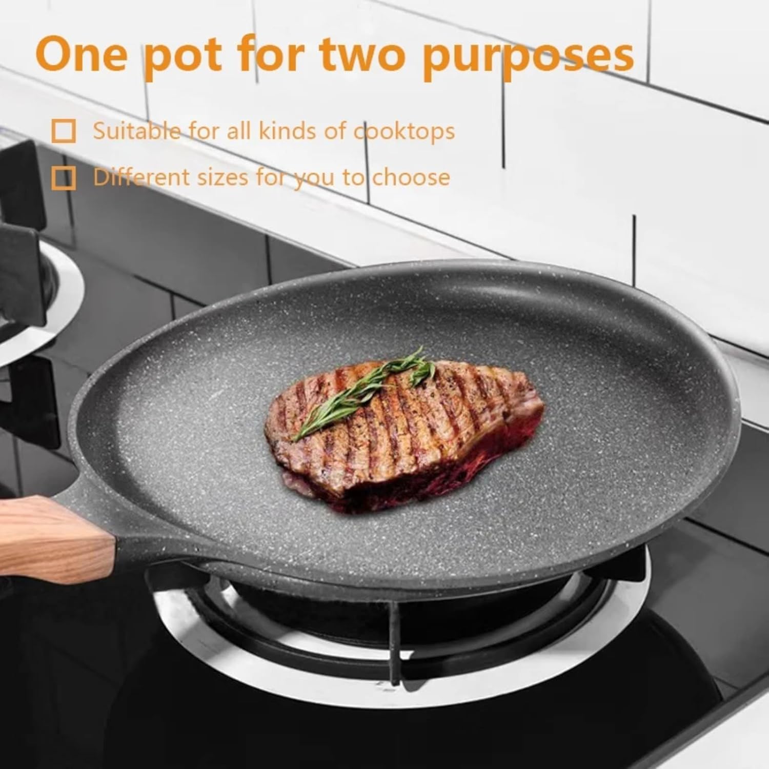 Nonstick Crepe Pan Set, 6 Piece Set Kitchen Pancake Grill Pan, 9.5 Inch Granite Coating Flat Skillet Tawa Dosa Tortilla Pans, Pizza Pans, Fry Pan Compatible with All Stovetops (9.5 Inch)